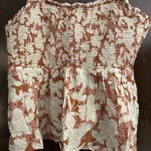 Old Navy Rust and Cream Smocked Top